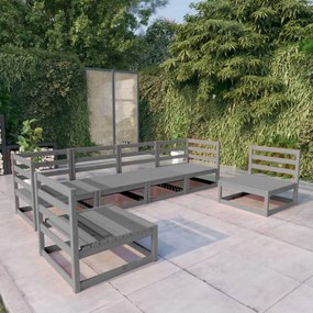 vidaXL Set mobilier de grădină, 6 piese, gri, lemn masiv de pin
