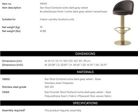 Scaun de bar modern pivotant design LUX Bar Stool Dorland
