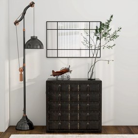 Homcom Oglinda Perete – Dreptunghiulara cu Cadru Metalic Stil Fereastra | Aosom Romania