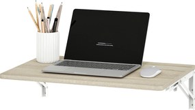 HOMCOM Birou pliabil de perete pentru calculator, cu colțuri rotunjite, economisire spațiu, pentru casă, birou sau bucătărie, 60x40 cm, stejar | Aosom Romania