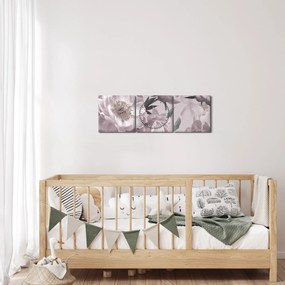 Tablou - Vintage bujorii (cu ceas) (90x30 cm)