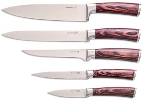 Set de cuțite Gourmet Nature G21, 5 bucăți, suport de bambus