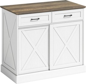 HOMCOM Insulă centrală de bucătărie, bufet de bucătărie, mobilier de depozitare cu 2 sertare, 2 uși culisante, poliță reglabilă, alb | Aosom Romania