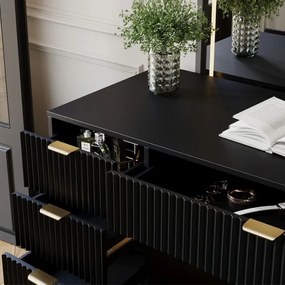 SEN22 - Set Masa toaleta cu riflaje, 120 cm, cosmetica, masuta machiaj, oglinda cu LED, cu sau fara scaun - Alb sau Negru