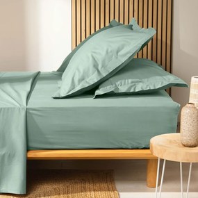 Cearceaf verde deschis din bumbac organic cu elastic 140x190 cm Biolina – douceur d'intérieur