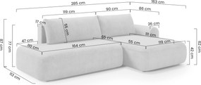 Colțar extensibil Lotulis L II stânga - țesătură hidrofobă crem Blur 01