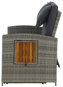 Canapea de grădină din rattan MALORY, gri/natural
