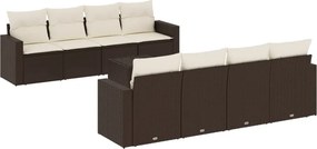 vidaXL Set canapele de grădină cu perne, 9 piese, maro, poliratan
