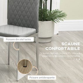 HOMCOM Set Mobilier Modern pentru Sufragerie, Masă Rotundă din Sticlă și 4 Scaune Elegante, Design Contemporan | Aosom Romania