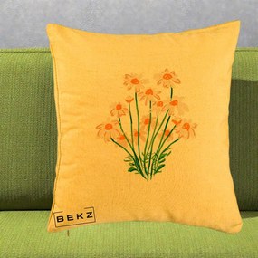 Perna Decorativa Margarete Camp, 40x40 cm, Galben, Husa Detasabila, Perna Inclusa, BEKZ®