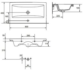 Set mobilier suspendat si lavoar Cersanit, Lara, 80 x 45 cm, alb