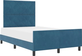 vidaXL Pat cu arcuri cu headboard Albastru închis 120 x 200 cm Catifea