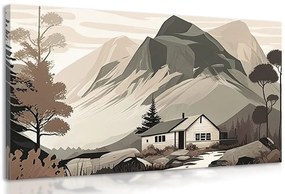 Tablou cabană scandinavă în munți