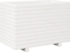 vidaXL Jardinieră de grădină, alb, 70x40x49,5 cm, lemn masiv de pin