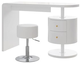 BIA212 - Masa de birou moderna, 120 cm, home office cu 2 sertare, cu sau fara scaun - Alb - Lucios