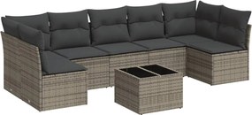 vidaXL Set canapele de grădină cu perne, 8 piese, gri, poliratan
