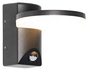Lampă de perete exterioară neagră cu LED IP54 cu senzor de mișcare - Esmee