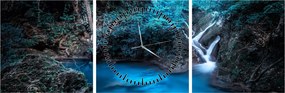 Tablou - Noaptea magică în pădurea tropicală (cu ceas) (90x30 cm)