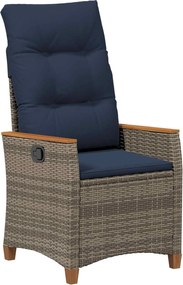 vidaXL Scaun de grădină rabatabil Gri și albastru marin poliratan