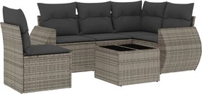 vidaXL Set mobilier grădină cu perne, 6 piese, gri, poliratan