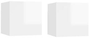 vidaXL Noptiere, 2 buc, alb extralucios, 30,5x30x30 cm, lemn prelucrat