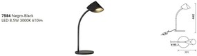 Veioza LED design modern CAPUCCINA negru