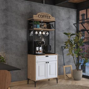 Dulap multifunctional, Hanah Home, JE157, 70x186.4x40 cm, Nuc/Alb