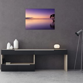 Tablou pe sticlă cu nivelul apei la răsăsrit de soare (70x50 cm)