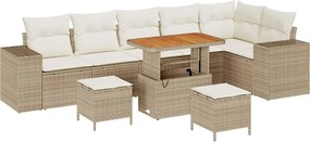 vidaXL Set de canapele pentru grădină cu pernă 9 pcs Bej și crem