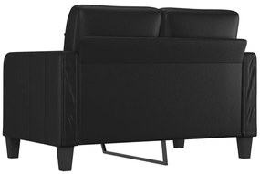Canapea cu 2 locuri, negru, 120 cm, piele ecologica Negru, 138 x 77 x 80 cm