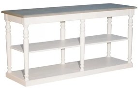 Consola alba din lemn de pin, cu aspect vintage, Paris