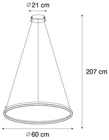 Lampă suspendată bronz 60 cm inclusiv LED cu dimmer pe 3 trepte - Girello
