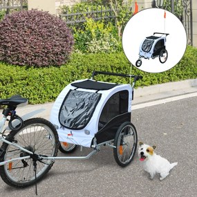 PawHut Cărucior tip Remorcă pentru Câini pentru Bicicletă, Alb și Negru | Aosom Romania