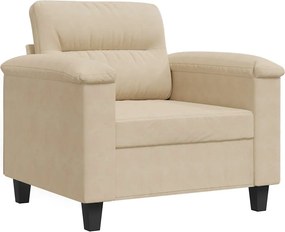vidaXL Fotoliu canapea, crem, 60 cm, textil microfibră