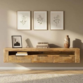 Comoda TV suspendata industrial style Iron Craft mango natur, 160cm