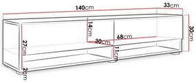 Dulap TV de perete Adenuk 140 MDF (Negru grafit +  Negru) . 1106322