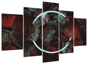 Tablou - Cerc de neon între palmieri (150x105 cm)