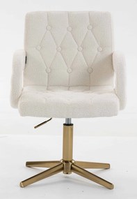 HR8404CROSS Scaun Crem Boucle cu Bază Aurie