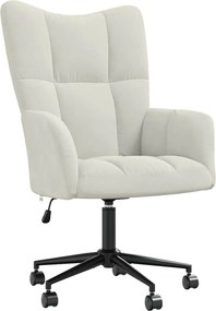 vidaXL Scaun de relaxare, alb crem, catifea