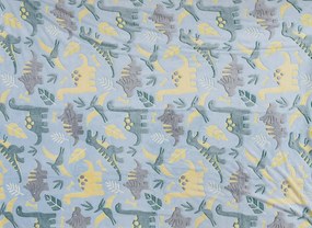 Patura fosforescenta microflanel COLORFUL DINOSAUR 150x200 cm albastru