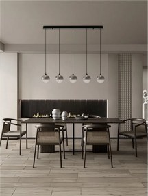 Lustra moderna cu 5 pendule LED, Metal, Sticla, Fumuriu, ORENDA