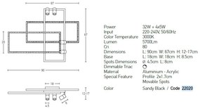 Lustra LED design modern geometric cu 4 spoturi Erick