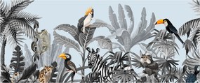 Tablou - Animale în pădurea tropicală (120x50 cm)