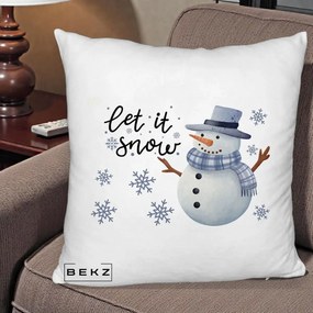 Perna Decorativa Let It Snow Om de Zapada, 40x40 cm, Alb Pufos, Husa Detasabila, Perna Inclusa, BEKZ®