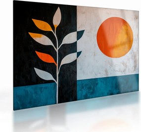 Tablou pe sticlă - Abstracție cu plantă și soare (70x50 cm)