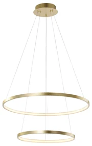 Lampă modernă cu pandantiv cu inel auriu incluzând LED - Anella Duo