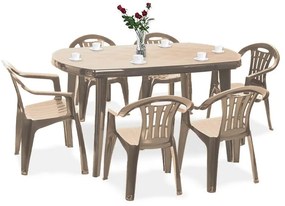 Set de mobilier de grădină Elma 6+1 în culoarea cappuccino