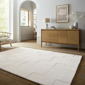 Covor fildeș țesut manual din lână 200x290 cm Checkerboard – Flair Rugs