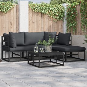 vidaXL Set de canapele pentru grădină 4 pcs Negru 213 x 141.5 x 71 cm