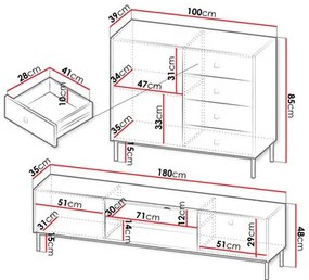 Set mobilier living Probazzo I (Negru + auriu) . 1105971